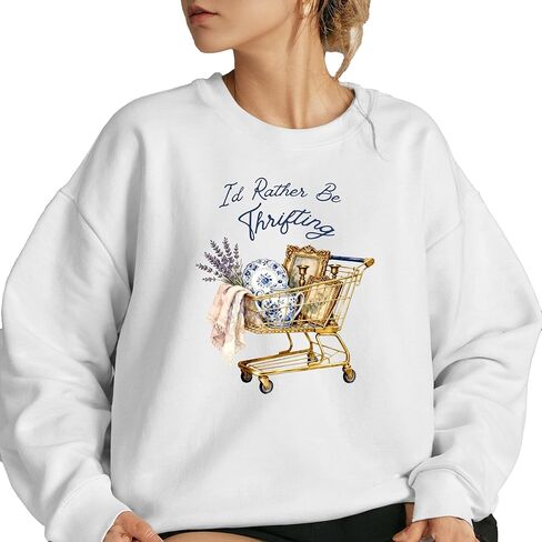 I'd Rather Be Thrifting Sweatshirt, Thrifter Crewneck, Gift For Antique Lover, Flea Market Shirt in Saudi Arabia