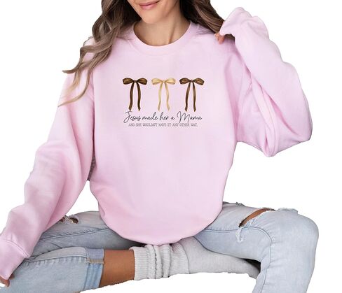 Christian Mama Sweatshirt, Jesus Made Her a Mama Sweatshirt, Faith Family Gift Tee, Religious Mom Quote Sweater in Saudi Arabia