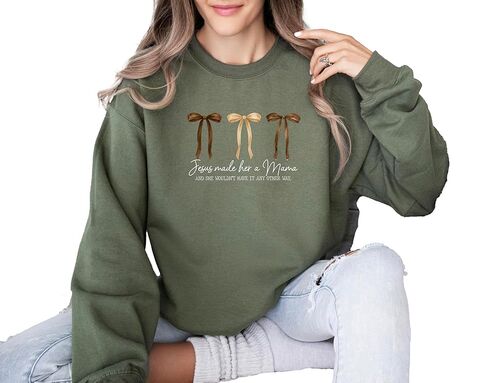 Christian Mama Sweatshirt, Jesus Made Her a Mama Sweatshirt, Faith Family Gift Tee, Religious Mom Quote Sweater in Saudi Arabia