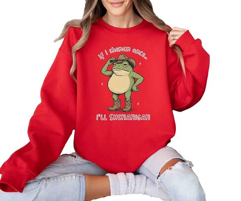 سويت شيرت If I Shenan ذات مرة سأفعل Shenanigan، ضفدع مضحك لعيد القديس باتريك، هوديي بغطاء للرأس على شكل حيوان فكاهي غربي in Saudi Arabia