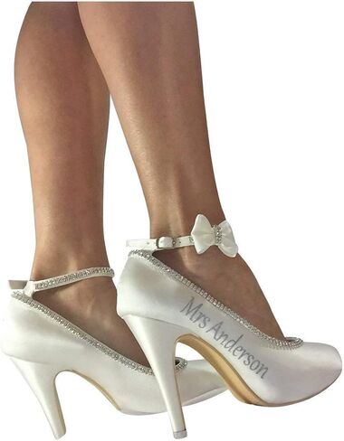 Silver & Ivory Customized Satin Bow Wedding Heels with Closed Toe Pump in Saudi Arabia