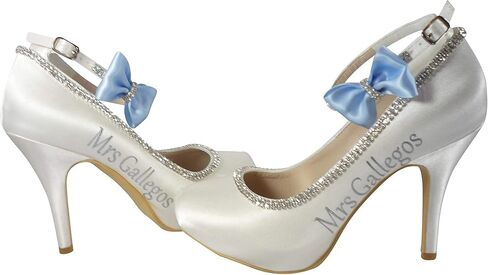 Silver & Ivory Customized Satin Bow Wedding Heels with Closed Toe Pump in Saudi Arabia