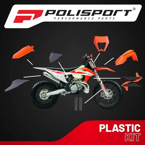 Polisport Motocross (MX) مجموعة بلاستيكية متماثلة لـ KTM EXC/XC-W/XCF-W (2020-2023) دراجة ترابية-جودة OEM ، دائمة ، مرنة ومثالية-Nardo Gray in Kuwait