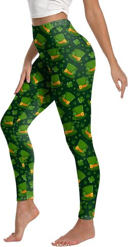 Women's St. Patrick's Day Leggings Shamrock Clover Pattern High Waisted Yoga Pants in Saudi Arabia