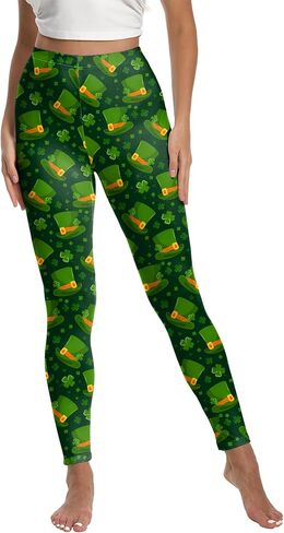 Women's St. Patrick's Day Leggings Shamrock Clover Pattern High Waisted Yoga Pants in Saudi Arabia