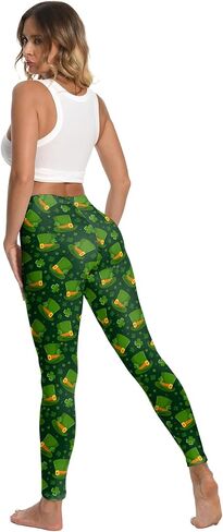 Women's St. Patrick's Day Leggings Shamrock Clover Pattern High Waisted Yoga Pants in Saudi Arabia