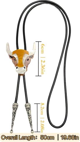 Western Bolo Tie for Men Women - Handmade Acrylic Animal Longhorn Bull Steer Skull Owl Leopard in Kuwait