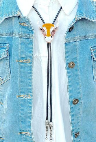 Western Bolo Tie for Men Women - Handmade Acrylic Animal Longhorn Bull Steer Skull Owl Leopard in Kuwait