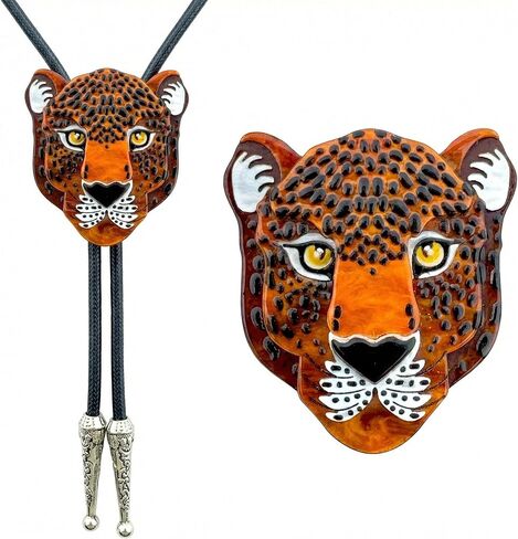 Western Bolo Tie for Men Women - Handmade Acrylic Animal Longhorn Bull Steer Skull Owl Leopard in Kuwait