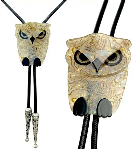 Western Bolo Tie for Men Women - Handmade Acrylic Animal Longhorn Bull Steer Skull Owl Leopard in Kuwait