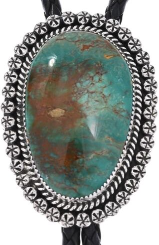 ربطة عنق أصلية من Alltribes Kings Manassa باللون الفيروزي الاسترليني من Navajo Bolo بإطار نجمي مطروق على جلد طبيعي 0026 in Kuwait