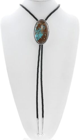 ربطة عنق بولو من Alltribes Navajo عالية الجودة من نيفادا رقم 8 باللون الفيروزي الاسترليني على الجلد الطبيعي 0023 in Kuwait