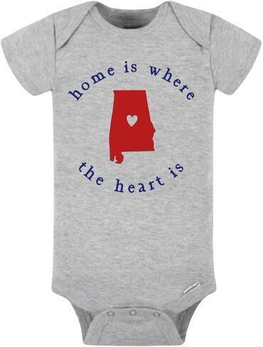 Home is Where the Heart Is Alabama Baby بدلة أطفال - بدلة أطفال من القطن الناعم بأكمام قصيرة in Kuwait