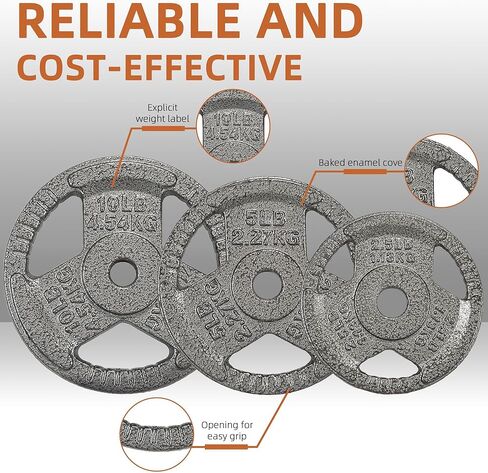 Fitvids Standard Cast Iron 1-Inch Weight Plates for Strength Training & Weightlifting, 35LB/70LB/120LB in Saudi Arabia