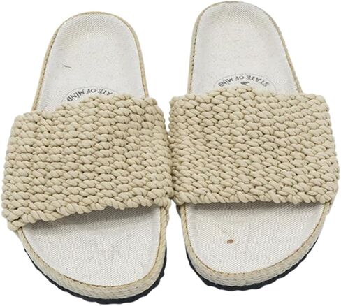 Nomadic State of Mind Cork Footbed Slide Sandals, Arch Support Slip-Ons, Lightweight Handmade Sustainable Rope Shoes, Men Women Unisex (Linen) in Saudi Arabia