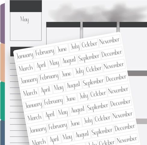 Clear Mini Month Stickers for Planners – Transparent Monthly Header Stickers, Repositionable & Waterproof Calendar Stickers, 360 Stickers, 5 Sheets, Minimal Planner Labels (Lily & Bloom) in Saudi Arabia
