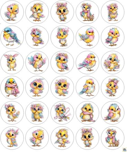 90 Whimsical Easter Birds Handmade Stickers Scrapbook Journal Planner Envelope Label 1.5 inch Round Seals Party Favor in Saudi Arabia