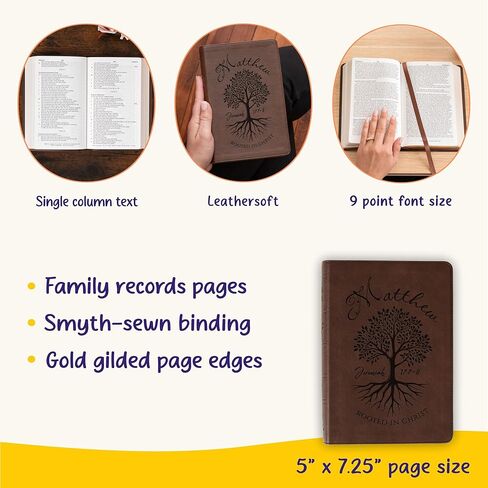 شخصية NASB 1995 الكتاب المقدس المضغوط ذو الطباعة الكبيرة، اسم محفور للكتاب المقدس مخصص، متجذر في تصميم شجرة المسيح، هدية مسيحية، هدية المعمودية in Kuwait
