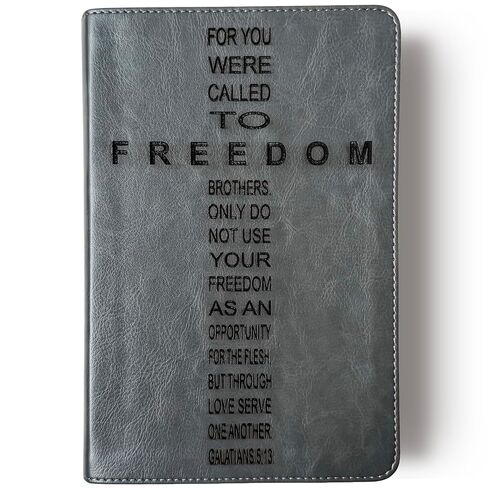 JOY CREATIVE ESV Student Study Bible - Gray | FREEDOM | Personalized with Name | Custom Design is Hand Lettered and Laser Engraved in Saudi Arabia