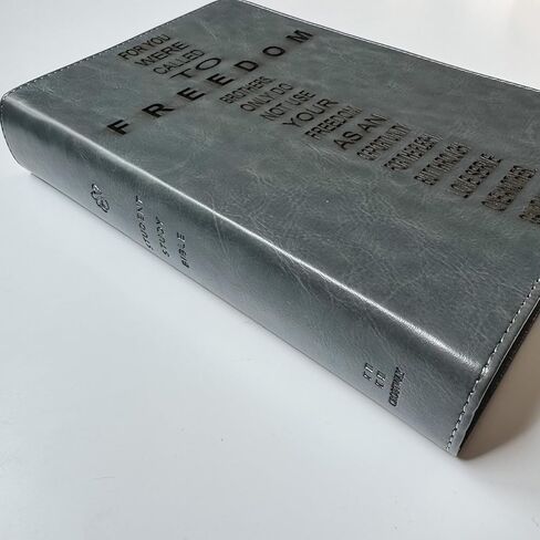 JOY CREATIVE ESV Student Study Bible - Gray | FREEDOM | Personalized with Name | Custom Design is Hand Lettered and Laser Engraved in Saudi Arabia