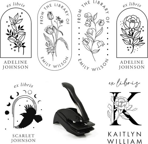 Book Embosser Personalized, Wildflower Library Stamp Custom, Tall Ex Libris Stamper, Multiple Design Options in Saudi Arabia