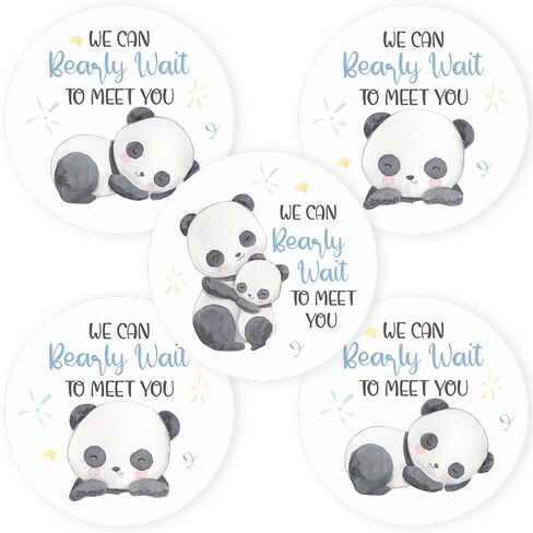 Panda Bear Baby Shower Sticker Labels by Adore By Nat - We Can Bearly Wait To Meet You - Set of 30 in Saudi Arabia