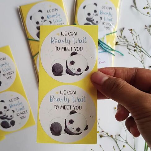 Panda Bear Baby Shower Sticker Labels by Adore By Nat - We Can Bearly Wait To Meet You - Set of 30 in Saudi Arabia
