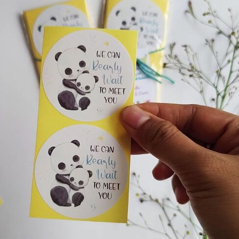 Panda Bear Baby Shower Sticker Labels by Adore By Nat - We Can Bearly Wait To Meet You - Set of 30 in Saudi Arabia