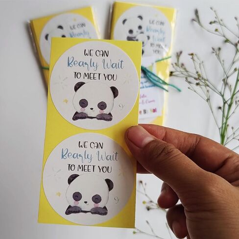 Panda Bear Baby Shower Sticker Labels by Adore By Nat - We Can Bearly Wait To Meet You - Set of 30 in Saudi Arabia