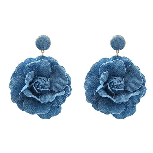 Denim Earrings Flower Earrings for Women Blue Floral Earrings Long Denim Drop Earring Fashion Jewelry Gifts-BlueA in Saudi Arabia