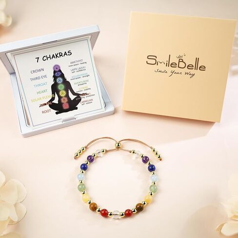 SmileBelle Chakra Bracelets for Women, Crystals and Healing Stones as Healing Crystal Bracelet Beaded Bracelets for Women as Stress Relief Gifts Inspirational Bracelet as Inspirational Gifts in Saudi Arabia