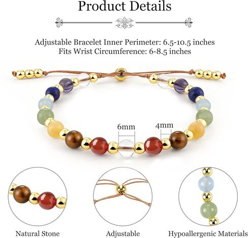SmileBelle Chakra Bracelets for Women, Crystals and Healing Stones as Healing Crystal Bracelet Beaded Bracelets for Women as Stress Relief Gifts Inspirational Bracelet as Inspirational Gifts in Saudi Arabia