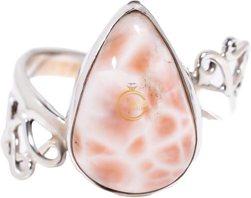 Natural Pink Larimar Stone Ring 925 Sterling Silver Handmade Statement Boho Rings Jewelry Gift for Her in Saudi Arabia