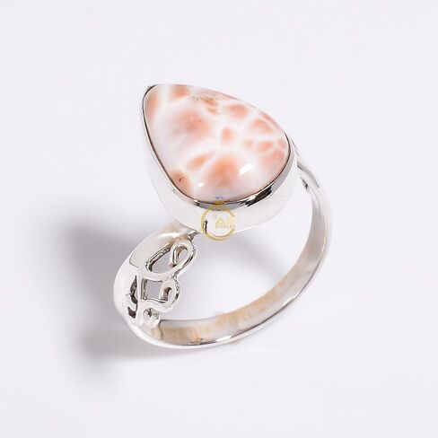 Natural Pink Larimar Stone Ring 925 Sterling Silver Handmade Statement Boho Rings Jewelry Gift for Her in Saudi Arabia