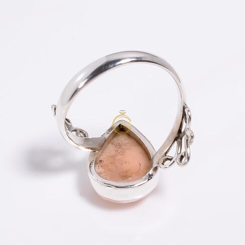 Natural Pink Larimar Stone Ring 925 Sterling Silver Handmade Statement Boho Rings Jewelry Gift for Her in Saudi Arabia