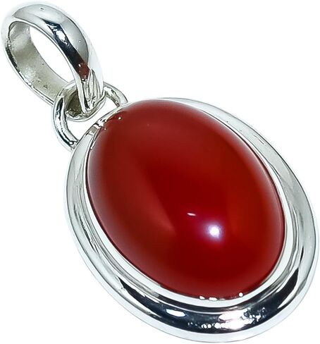 Carnelian Sterling Silver Pendant, Bright Orange Red Gemstone, Amulet for Endurance, Energy, Motivation Excellent Gift for Christmas in Saudi Arabia