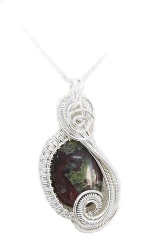 مجموعة أقراط/قلادة من Dragon Blood Jasper وفضة إسترلينية ملفوفة بسلك "Mini-Swish" in Kuwait