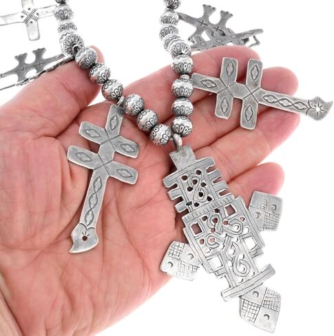 Alltribes Native American All Sterling Silver Dragonfly Cross Squash Blossom Necklace Traditional 1880's Pattern 0025 in Saudi Arabia