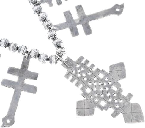 Alltribes Native American All Sterling Silver Dragonfly Cross Squash Blossom Necklace Traditional 1880's Pattern 0025 in Saudi Arabia