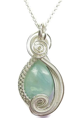 Amazonite and Sterling Silver Necklace and Earrings Set; "Mini-Swish" Style in Saudi Arabia