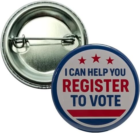 Election buttons: I Can Help You Register to Vote red blue pinback buttons -small, 1.25 inch - pack of 12 pins in Saudi Arabia