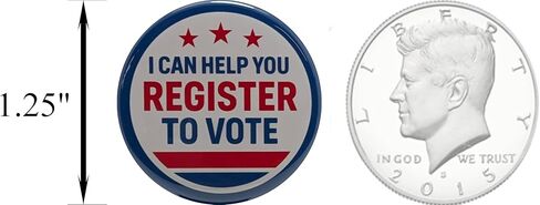 Election buttons: I Can Help You Register to Vote red blue pinback buttons -small, 1.25 inch - pack of 12 pins in Saudi Arabia