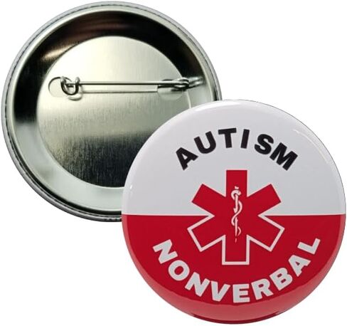 Autism Awareness pin - Autism Nonverbal, white - single large 2.25" pinback button in Saudi Arabia