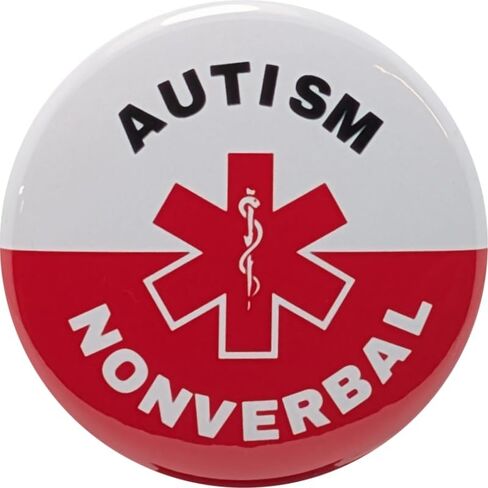 Autism Awareness pin - Autism Nonverbal, white - single large 2.25" pinback button in Saudi Arabia