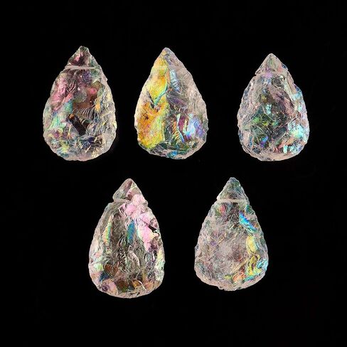 InfinityGemsArt 5pcs Raw Angel Aura Quartz Big Pears Drilled Stone, Rough Crystals and Gemstone, DIY Jewelry Making Supplies, Chakra Healing, Energy Stone, DIY Art Crafts, Master Healer in Saudi Arabia