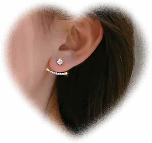 Boho Crystal Ear JacketEarrings Crystal BarEarrings Silver RhinestoneEarrings Cz Arc Bar Earrings Sparkly Wedding Earrings Two Ways Front Back Earrings Jewelry for Women in Saudi Arabia