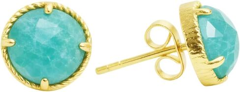 Gempires Round Rose Cut Gemstone Stud Earrings for Women | Gold Plated Hypoallergenic Non Tarnish Crystal Studs | Lightweight Minimal Everyday Earrings for Work Travel and Formal Events in Saudi Arabia