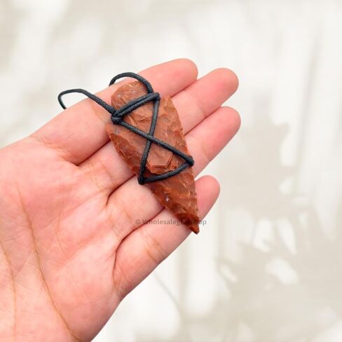 Natural Agate Arrowhead Pendant Necklace Raw Gemstone Black Cord in Saudi Arabia