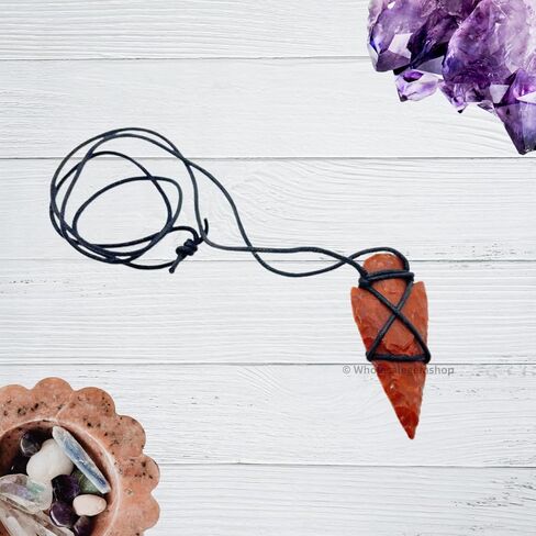 Natural Agate Arrowhead Pendant Necklace Raw Gemstone Black Cord in Saudi Arabia