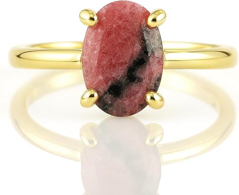 Pink Rhodonite Oval Ring in 18k Gold - Gemstone Proposal and Engagement Ring in Kuwait